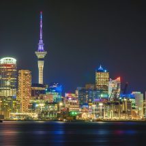Auckland,City,Skyline,At,Night,With,City,Center,And,Auckland